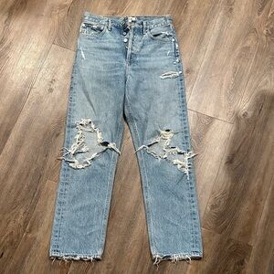Agolde Light Blue Distressed Boot Cut Jeans